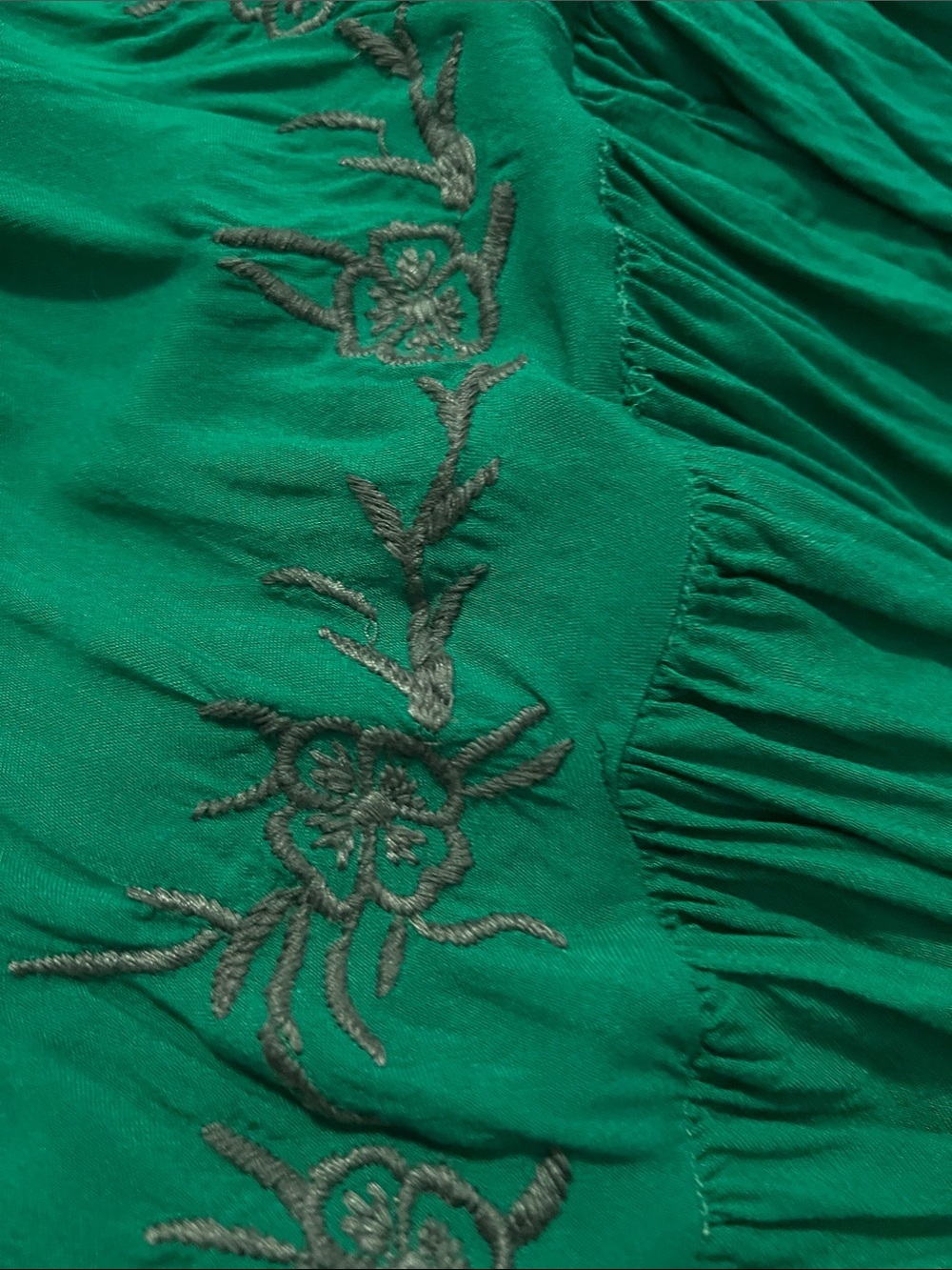Free People Long Crochet Dress with Tiers in Emerald Combo short front Small - Picture 9 of 13